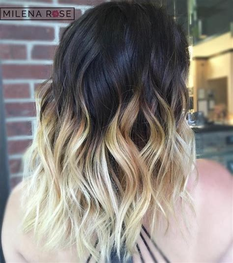 blonde ombre with black hair|black hair with ombre highlights.